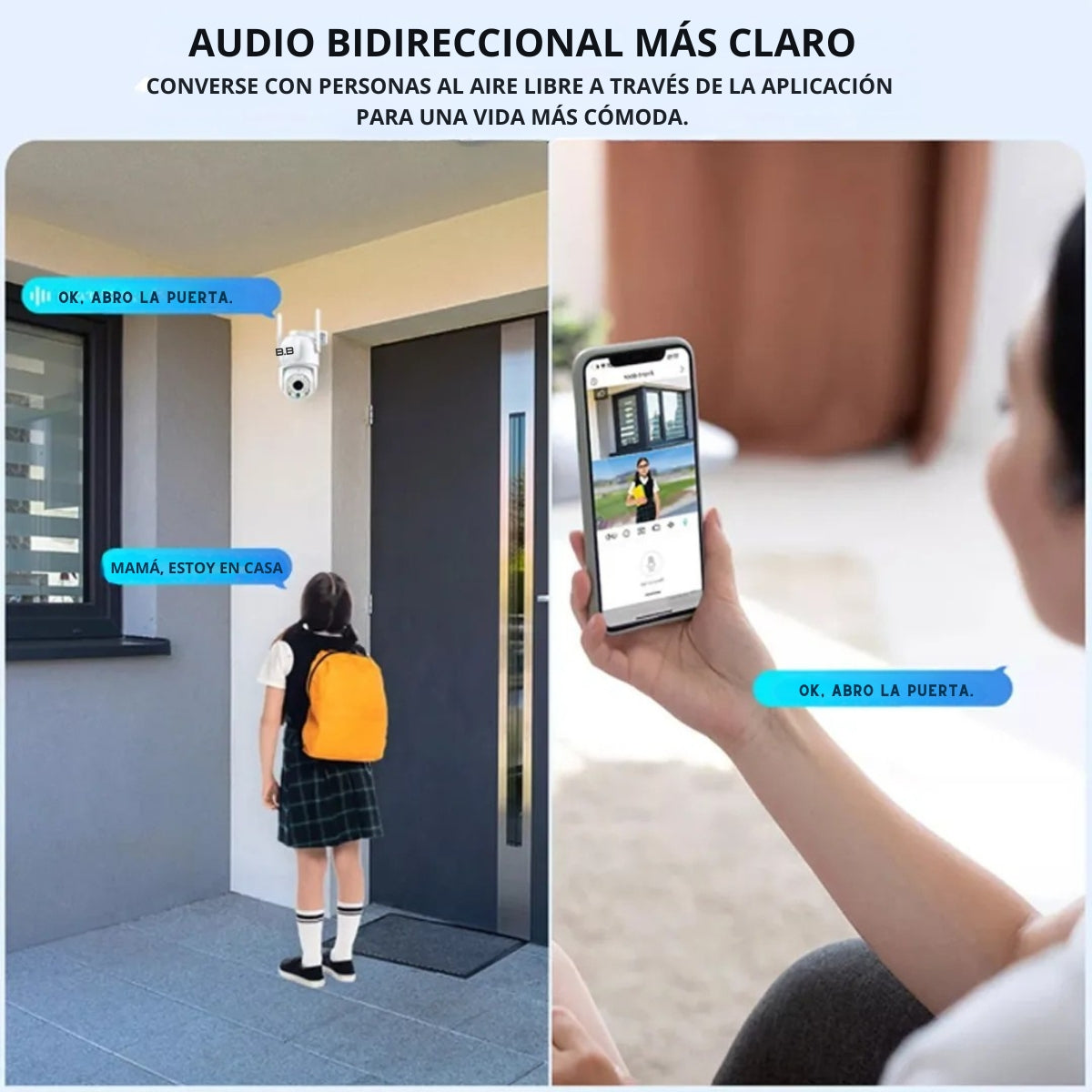 Cámara de seguridad WiFi exterior HD, 360º, visión nocturna, detección de movimiento, control desde app móvil y monitorización inteligente