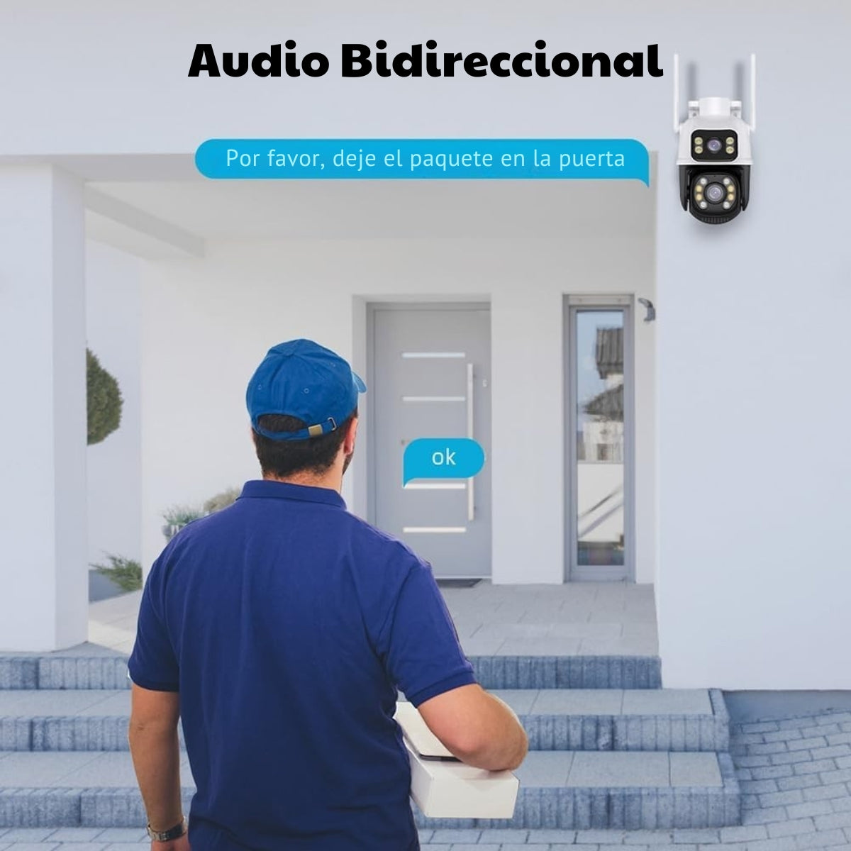 Cámara de Vigilancia Inalámbrica para Seguridad Tipo Domo con Doble Lente, Zoom Híbrido 8X, Visión Nocturna a Color y Detección de Movimiento Inteligente para Vigilancia Avanzada