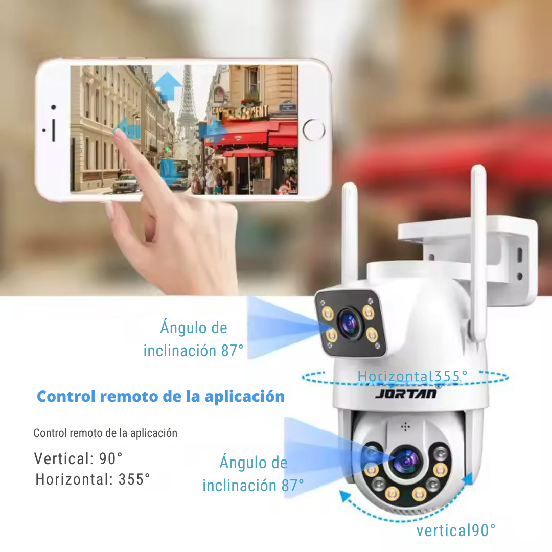 Cámara de Vigilancia para Seguridad Tipo Gun-Ball con Doble Sensor 3MP, Codificación H.265, Visión Nocturna Inteligente IR-CUT, Seguimiento de Objetos, Almacenamiento de hasta 256GB y Conectividad Wi-Fi