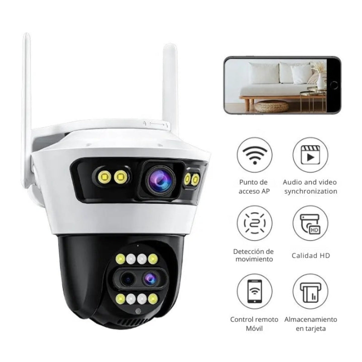 Cámara de Vigilancia Inteligente para Seguridad WIFI 9MP – Sistema de Doble Lente con Zoom Híbrido 8X para Monitoreo Avanzado en Exterior e Interior