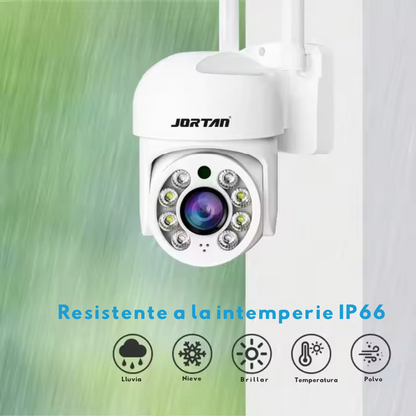 Cámara de Vigilancia Tipo Domo para Seguridad con Sensor de Alta Sensibilidad, Visión Nocturna LED Dual, Codificación H.264, Seguimiento Inteligente y Conectividad Wi-Fi IP66, para Interior o Exterior