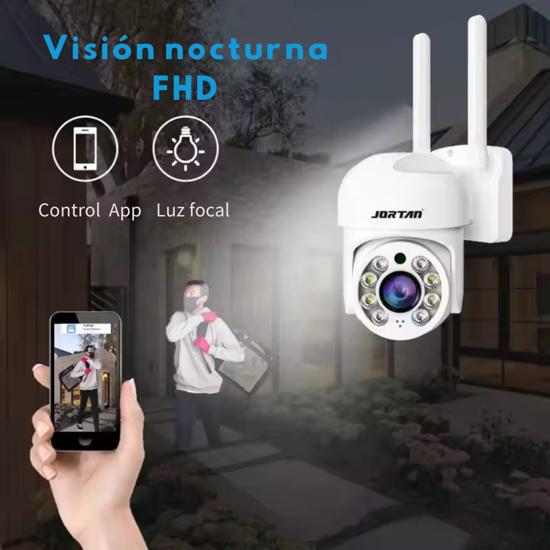 Cámara de Vigilancia Tipo Domo para Seguridad con Sensor de Alta Sensibilidad, Visión Nocturna LED Dual, Codificación H.264, Seguimiento Inteligente y Conectividad Wi-Fi IP66, para Interior o Exterior