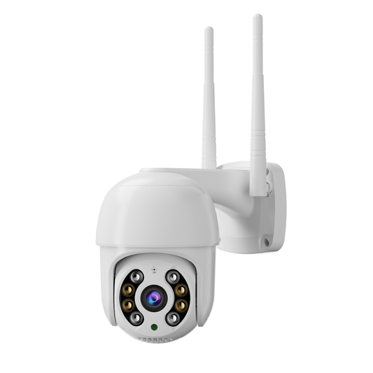 Cámara de Vigilancia Tipo Domo para Seguridad con Sensor de Alta Sensibilidad, Visión Nocturna LED Dual, Codificación H.264, Seguimiento Inteligente y Conectividad Wi-Fi IP66, para Interior o Exterior