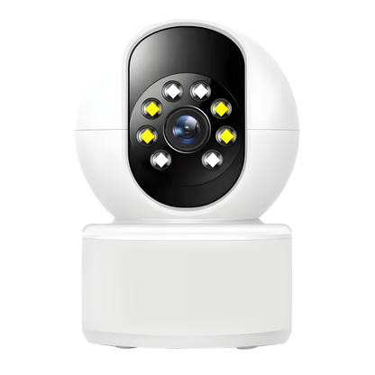 Cámara de Vigilancia Interior para Seguridad, Rotación Panorámica, Visión Nocturna, Audio Bidireccional, Detección de Movimiento PIR, Seguimiento de Personas, Almacenamiento en la Nube, Conectividad Wi-Fi 2.4GHz, Compatible con App Móvil
