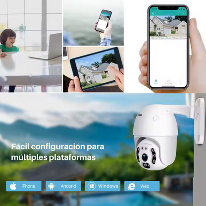 Cámara de Vigilancia Tipo Domo para Seguridad, 3MP con Visión Nocturna a Color, Codificación H.265, Audio Bidireccional, Detección Inteligente y Conectividad Wi-Fi IP66, para Interior o Exterior