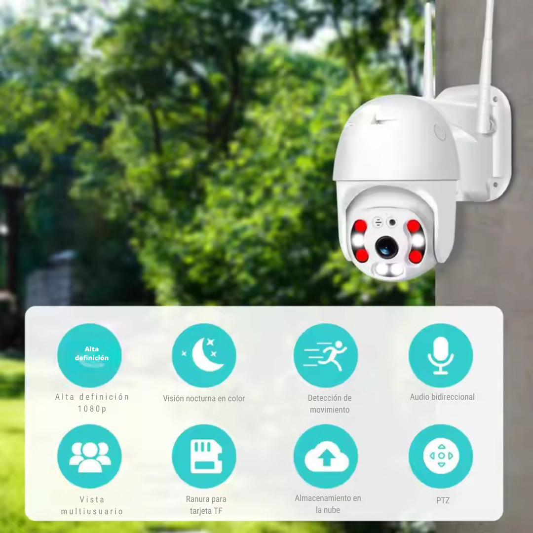 Cámara de Vigilancia Tipo Domo para Seguridad, 3MP con Visión Nocturna a Color, Codificación H.265, Audio Bidireccional, Detección Inteligente y Conectividad Wi-Fi IP66, para Interior o Exterior