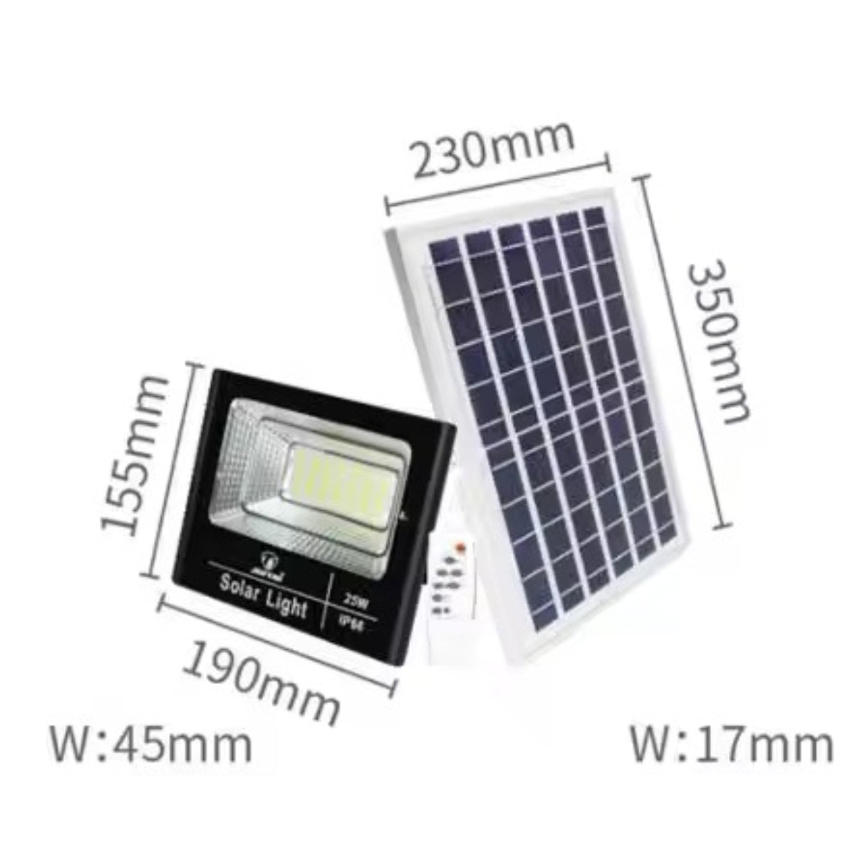 Reflector Solar LED de Alta Potencia Con Panel Fotovoltaico Policristalino, Batería LiFePO4 y Control Remoto para Iluminación Exterior Eficiente – 50W / 100W / 200W / 300W / 500W