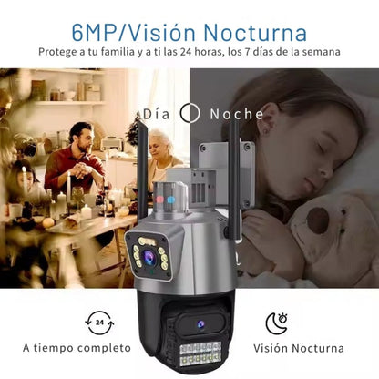Cámara de Vigilancia IP para Seguridad con Enlace de Bola, 3MP, Visión Nocturna, Rotación Horizontal y Vertical, Alarma, Almacenamiento hasta 128GB, Monitoreo Remoto, Resistente a Rayos, Impermeable IP66 para Interior y Exterior