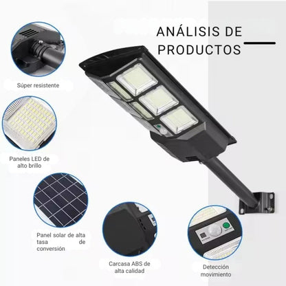 Farola Solar Con Sensor de Movimiento y Control Remoto para Iluminación Exterior Eficiente y Sostenible – 600W / 800W / 1000W