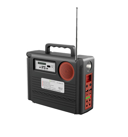 Sistema Solar QT-8806: Iluminación 20W, Panel 5W, Batería 5000mAh, 3 Bombillas LED, Radio FM, Bluetooth y Carga USB. Kit Portátil para Emergencias y Camping
