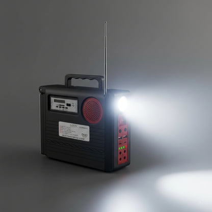 Sistema Solar QT-8806: Iluminación 20W, Panel 5W, Batería 5000mAh, 3 Bombillas LED, Radio FM, Bluetooth y Carga USB. Kit Portátil para Emergencias y Camping