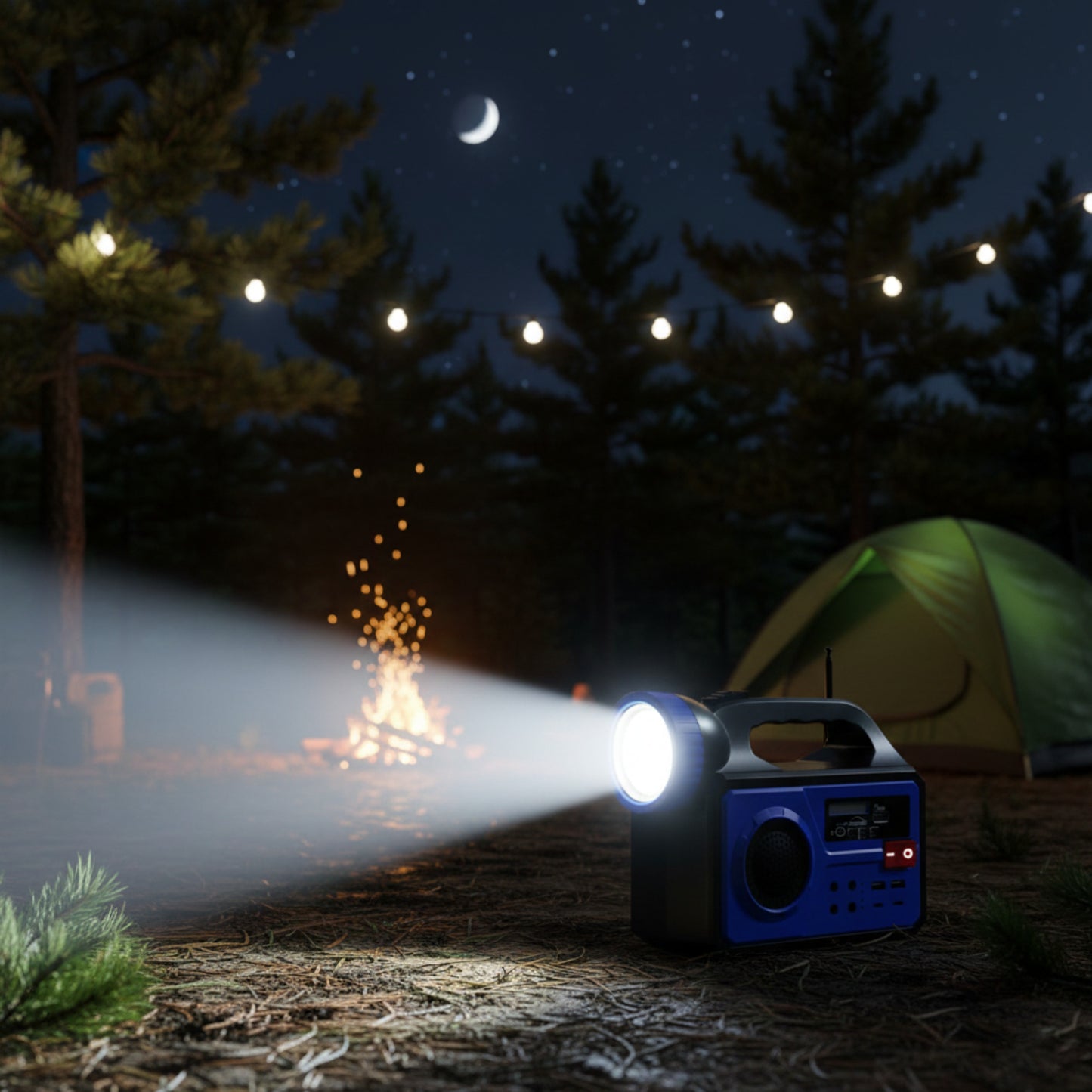 Kit Solar QT-8808: Panel 12W, Batería 25000mAh, Iluminación 25W, 3 Bombillas LED, Linterna, Radio FM y Bluetooth. Power Bank Portátil para Emergencias y Exterior
