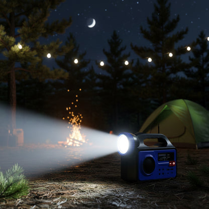 Kit Solar QT-8808: Panel 12W, Batería 25000mAh, Iluminación 25W, 3 Bombillas LED, Linterna, Radio FM y Bluetooth. Power Bank Portátil para Emergencias y Exterior