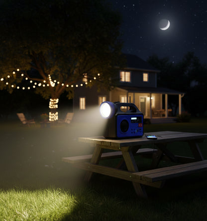 Kit Solar QT-8808: Panel 12W, Batería 25000mAh, Iluminación 25W, 3 Bombillas LED, Linterna, Radio FM y Bluetooth. Power Bank Portátil para Emergencias y Exterior
