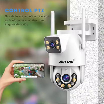 Cámara de Vigilancia para Seguridad Tipo Gun-Ball con Doble Sensor 3MP, Codificación H.265, Visión Nocturna Inteligente IR-CUT, Seguimiento de Objetos, Almacenamiento de hasta 256GB y Conectividad Wi-Fi