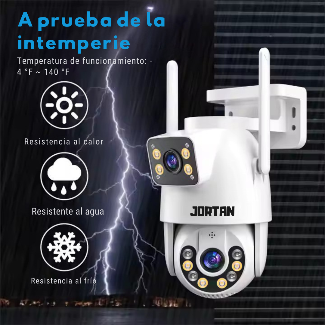 Cámara de Vigilancia para Seguridad Tipo Gun-Ball con Doble Sensor 3MP, Codificación H.265, Visión Nocturna Inteligente IR-CUT, Seguimiento de Objetos, Almacenamiento de hasta 256GB y Conectividad Wi-Fi