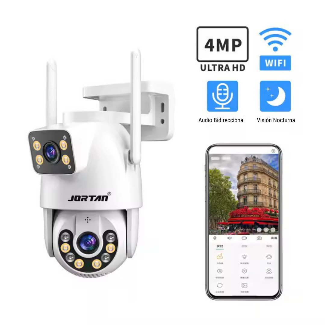 Cámara de Vigilancia para Seguridad Tipo Gun-Ball con Doble Sensor 3MP, Codificación H.265, Visión Nocturna Inteligente IR-CUT, Seguimiento de Objetos, Almacenamiento de hasta 256GB y Conectividad Wi-Fi