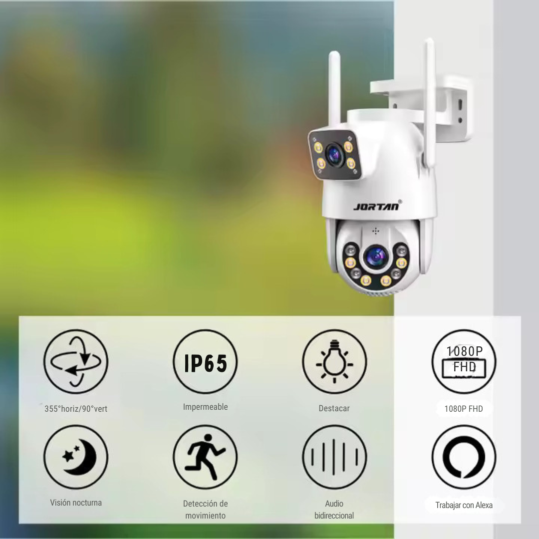 Cámara de Vigilancia para Seguridad Tipo Gun-Ball con Doble Sensor 3MP, Codificación H.265, Visión Nocturna Inteligente IR-CUT, Seguimiento de Objetos, Almacenamiento de hasta 256GB y Conectividad Wi-Fi