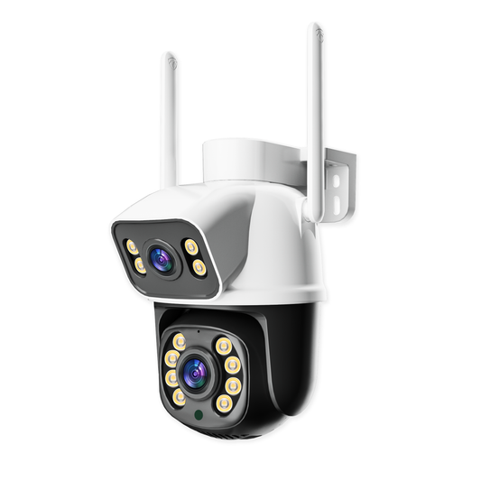 Cámara de Vigilancia Inalámbrica para Seguridad Tipo Domo con Doble Lente, Zoom Híbrido 8X, Visión Nocturna a Color y Detección de Movimiento Inteligente para Vigilancia Avanzada