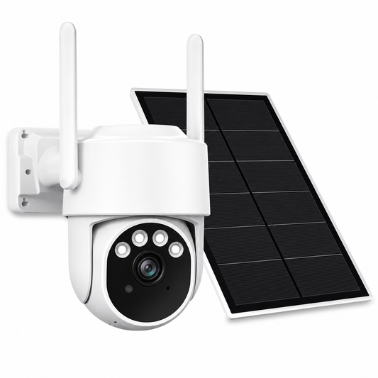 Cámara de Vigilancia Solar 4G AOV 3MP con Panel Solar de 7W, Grabación Continua 24H, Detección Inteligente de Personas, Visión Nocturna en Color, Audio Bidireccional e IP65